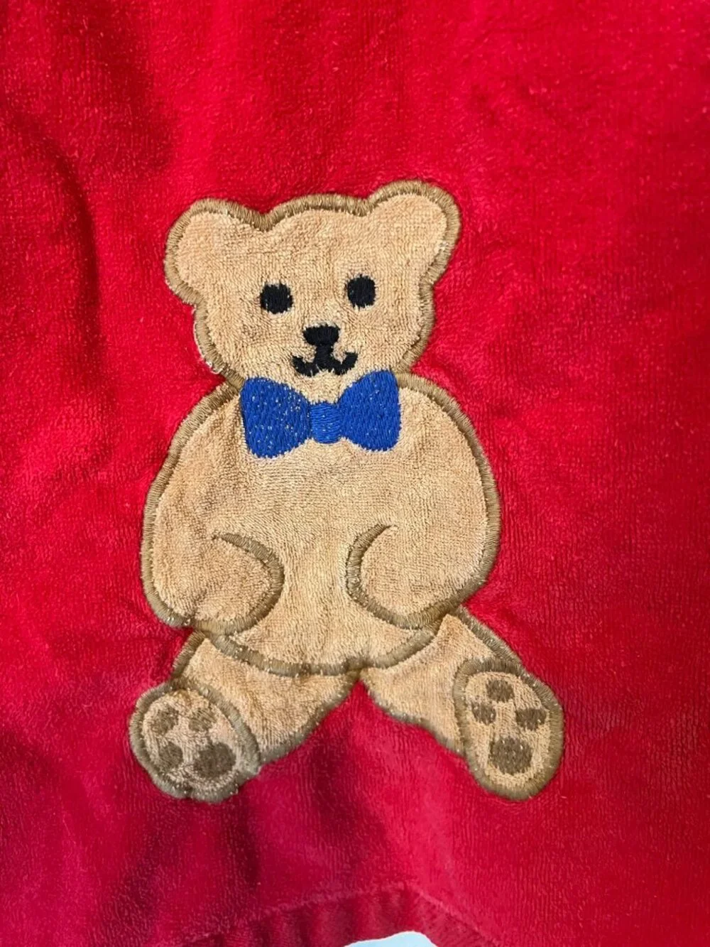 Teddy Bear Bath Towel Vintage Ames Red USA Made